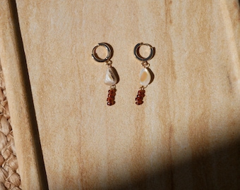 Gold Hoop Earrings: Abalone Jewelry, Handmade Jewelry