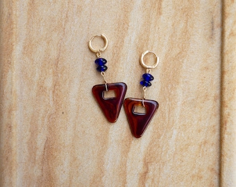 Gold Hoop Earrings: Glass Jewelry, Pendant Earrings, Handmade Jewelry