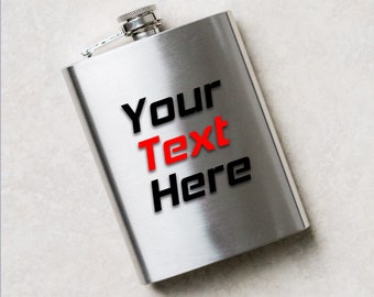 Custom Printed 6oz Stainless Steel Hip Flask - Add Your Image Photograph Text or Design - Graphic Mug