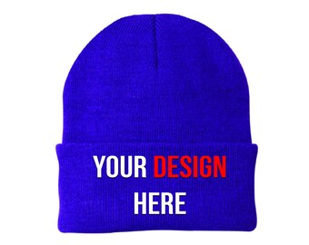 Custom Logo Beanie | Embroidered Acrylic Hat for Businesses and Brands |Unisex design one size fits all great gift idea men & women