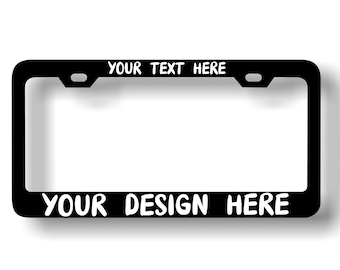 Personalized Etched Metal License Plate Frame with Custom Text Black Accessories License Plate Holder Engrave Etched laser customized Car