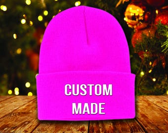 Acrylic Knit Beanie | Custom Embroidered Hat for Personal or Business Use | Unisex design one size fits all great gift idea men & women