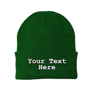 Design Your Own Knit Cap, Custom Text Beanie Hat, Personalized Beanie, Embroidered with Color Choices Hat for Men and Women, Knit Beanie