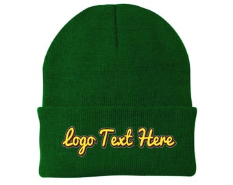 Custom Embroidered Beanie Men Women Unisex Plain Cuffed Knit Beanie Cap Hat LOGO Design text embroidery Print Winter headware
