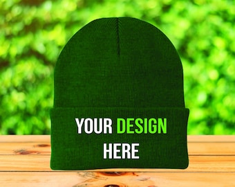 Embroidered Business Logo Beanie | Personalized Knit Winter Cap | Unisex design one size fits all great gift idea men & women