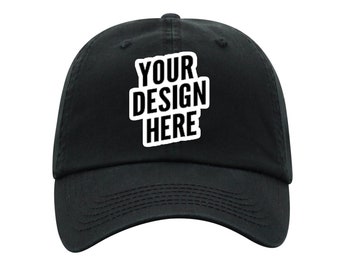Custom Embroidery on Caps Your Text Embroidered on Baseball Hats Front and Back Adjustable Fit | Vintage Logo Embroidered Design Art Artwork