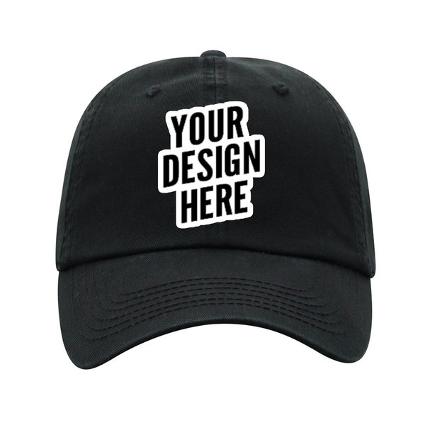 Custom Embroidery on Caps Your Text Embroidered on Baseball Hats Front and Back Adjustable Fit | Vintage Logo Embroidered Design Art Artwork