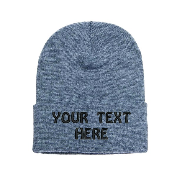 Custom Embroidered Beanie, Black , Winter Hat With Personalized Text or Logo, Large orders available Bulk discount