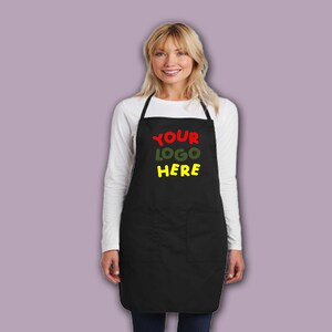 Custom Embroidery Butcher Apron Personalized Embroidered  Name Text Logo | Apron Grill Chef Gift Cooking cover with pockets