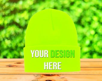 Custom Beanie with Text or Logo | Embroidered Acrylic Winter Hat | Unisex design one size fits all great gift idea men & women
