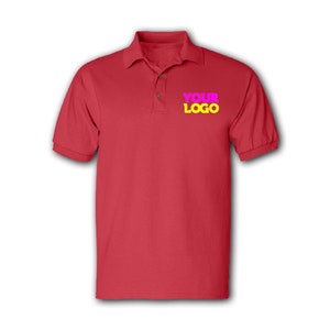 100% Cotton Embroidered Logo Polo Shirt Spread Short Sleeve Cotton Polo Shirt Golf Shirt - Black, Small Medium Large XLarge 2XL 3XL
