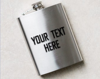 Flasks Personalized Custom Engraved 6oz Stainless Steel Flasks for Weddings, True Metal Etching