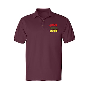 Custom Polo Shirt for Men Personalized Golf Cotton Print Text & Logo Logo Design Text Stitch