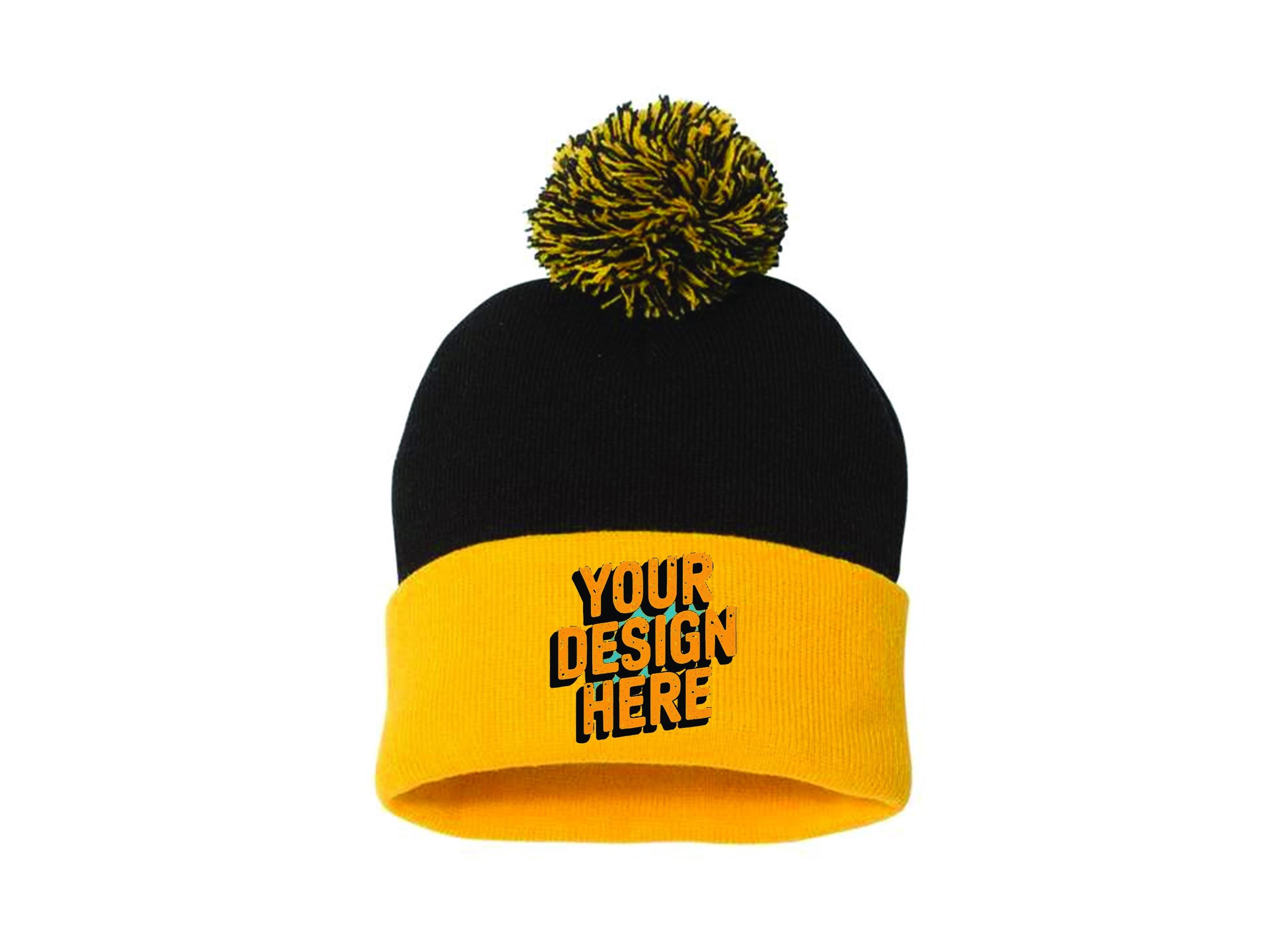 Dusty Blue Embroidered Chunky Knit Beanie Hat - Infants & Junior Sizes - View #3