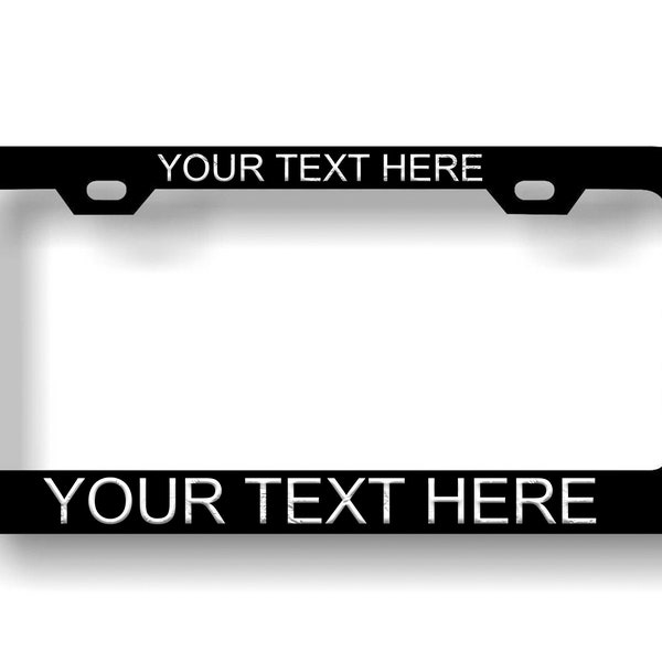 Custom Personalized All-States | 2 Hole Chrome Metal Car License Plate Frame with Silver/Black 2 Holes 1 Frame Engraved etched Vinyl print