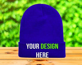 Your Logo on a Beanie | Custom Embroidered Knit Hat, Great for Gifts | Unisex design one size fits all great gift idea men & women