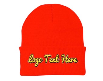 HandMade Custom Logo Beanie, Personalized Custom Embroidered Beanie, Design your own, Custom text, Personalize Your Beanie Logo design