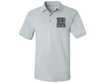 Custom Embroidered Moisture Wicking Cotton Polo - Embroidery Collar Polo Shirts  Golf Logo Design Text Stitch