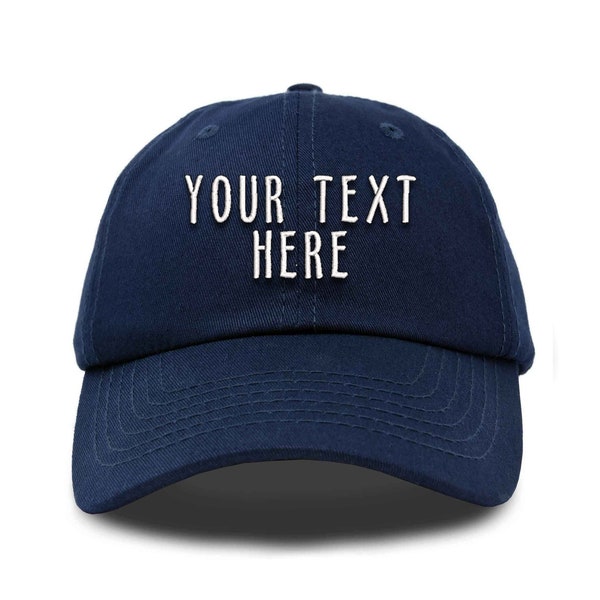 Custom Embroidered Hat Polo Style Unisex Adjustable Unstructured Cotton Cap Your Own Image Logo and Text Personalized Any Logo Design Unisex