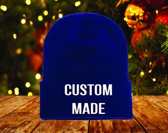 Embroidered Knit Winter Hat | Custom Logo, Text, or Graphic | Unisex design one size fits all great gift idea men & women