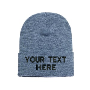 Custom Vintage Beanie Custom Personalized Text Beanie Cap Hat for Men & Women cuffed logo design Embroidery Embroidered Text Name
