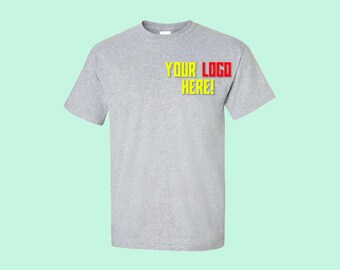 Avslappnad bomullsskjorta – Klassisk rundhalsad unisex-t-shirt | Broderade / tryckta personliga skjortor
