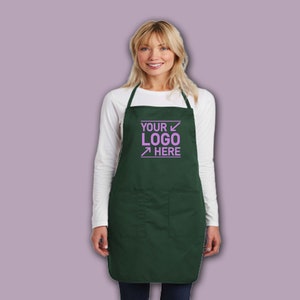 Personalized Apron, Add a Name Embroidered Design, Cotton/Poly Apron Adjustable with Two Front Pockets