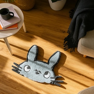 Cute Anime Character Rug | Handmade Tufted Floor Mat | Kawaii Cartoon Home Decor|custom rug/handmade rug/cartoon rug
