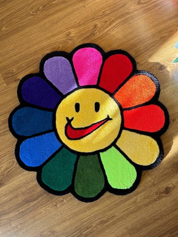 Flower Floor Mat / Rainbow × Ecru beige 【公式通販】