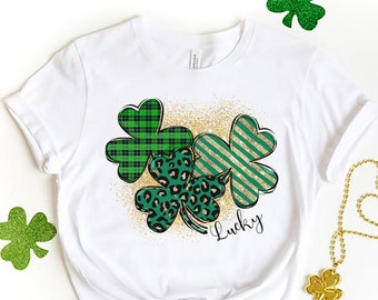 Leopard Shamrock lucky Shirt, Patricks Shamrock Shirt, St Patricks Day Shirt, Leopard St Patricks Day Shirt, Lucky Shirt, Patricks Day Tee