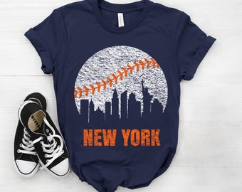 New York NY Skyline Baseball Vintage Met At Gameday T-Shirt