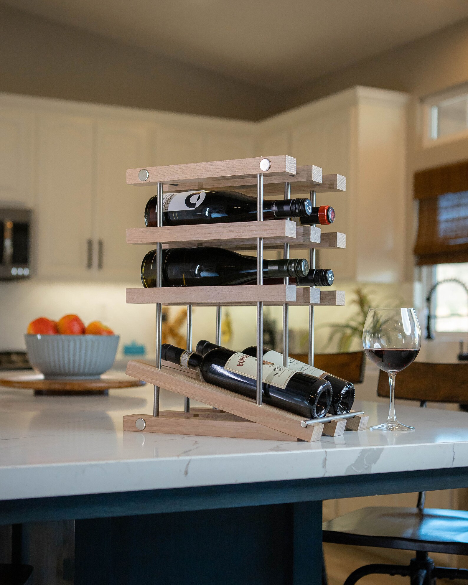 White Oak Countertop Wine Rack With White Wash Finish And Etsy