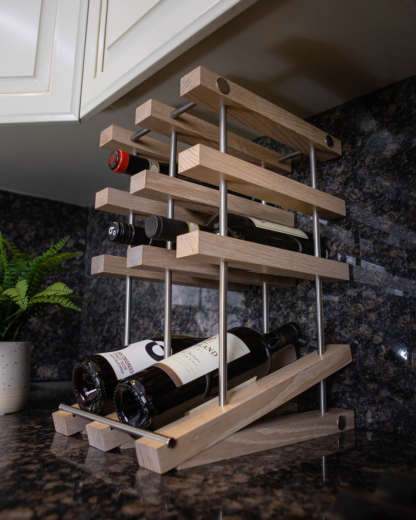White Oak Countertop Wine Rack With White Wash Finish And Etsy