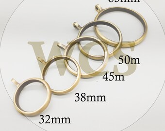 Solid Polished Antique Brass Curtain Rings For / 32mm / 38mm Dia Poles