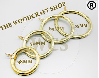 38mm 50mm 65mm Strong Brass Curtain Rings Eyes Polished BRASS