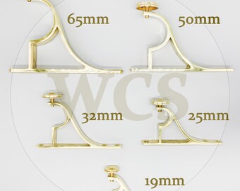 Traditional Solid Polished Brass End Brackets For Curtain Poles In Various Sizes / Finishes