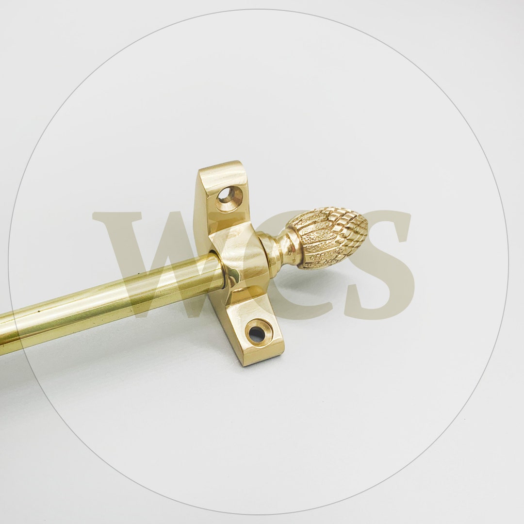 Polished Brass Stair Rods 3/8 X 28.5 Plain Pipe Pine Finial Etsy