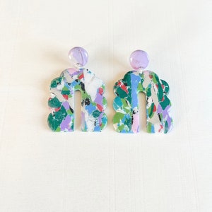 Mauve Purple Wavy Arches | Polymer Clay Earrings | Colourful Earrings| Handmade Earrings | Arch Earrings | myeclay | Funky Earrings