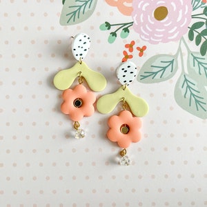 Orange Sorbet Pastel Floral | Abstract Clay Earrings | Statement Clay | Polymer Clay Earrings | Clay Earrings | myeclay | Fun earrings