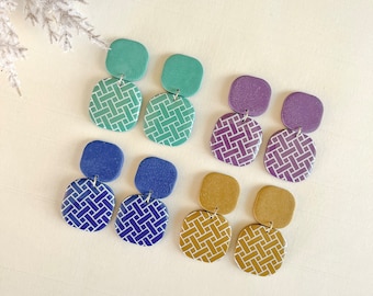 Patterned Squares | Polymer Clay Earrings | Pattern Earrings| Simple Earrings | Dangle Earrings | myeclay | Elegant Earrings