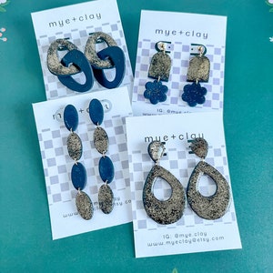 Black and Gold Sparkle | Polymer Clay Earrings | Handmade Jewelry | Gold Sparkle Clay Earrings | Sparkly Earrings | Gold Earrings | myeclay
