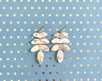 Elegant Marbled Leaf | Leaf Earrings | Floral Earrings | Petal Earrings | Polymer Clay Earrings | Clay Earrings | myeclay