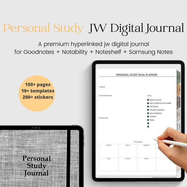 JW Personal Study Journal for GoodNotes Notability Noteshelf | JW Digital Notebook | Hyperlinked | Personal Bible Study Guide PDF