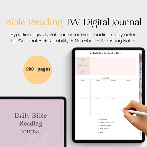 Jw Bible Reading Digital Journal, Tracker, Personal Study Notebook, Digital Bible Study Guide, Jw Digital Notebook for GoodNotes