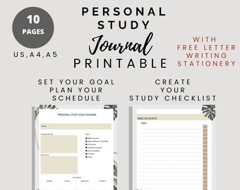 Printable Personal Study Journal JW Bible Study Journal | Personal Study Notebook | US Letter, A4, A5 PDF Digital Download