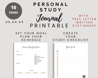 JW Personal Study Journal Printable | Bible Study Notebook (US Letter, A4, A5)
