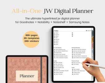 The Ultimate JW Digital Planner Undated, All in One Jw Life Planner Digital, Jw Planner for Goodnotes, Hyperlinked, Free Stickers, 2024 2025