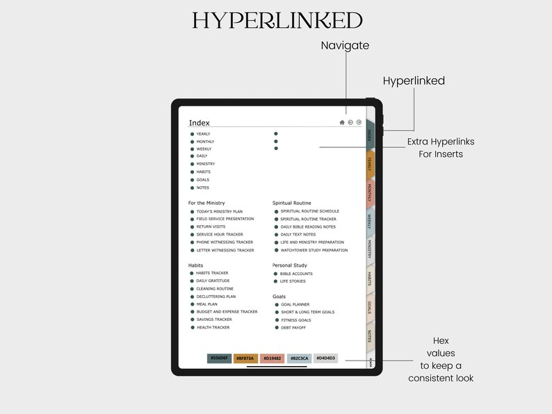 main table of contents for the jw planner with hyperlinks
