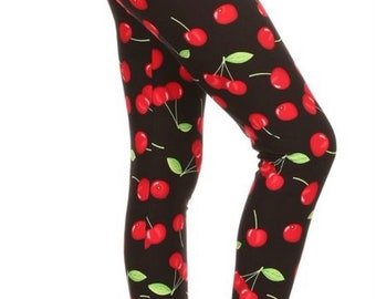 Cherry Red Leggings - Etsy