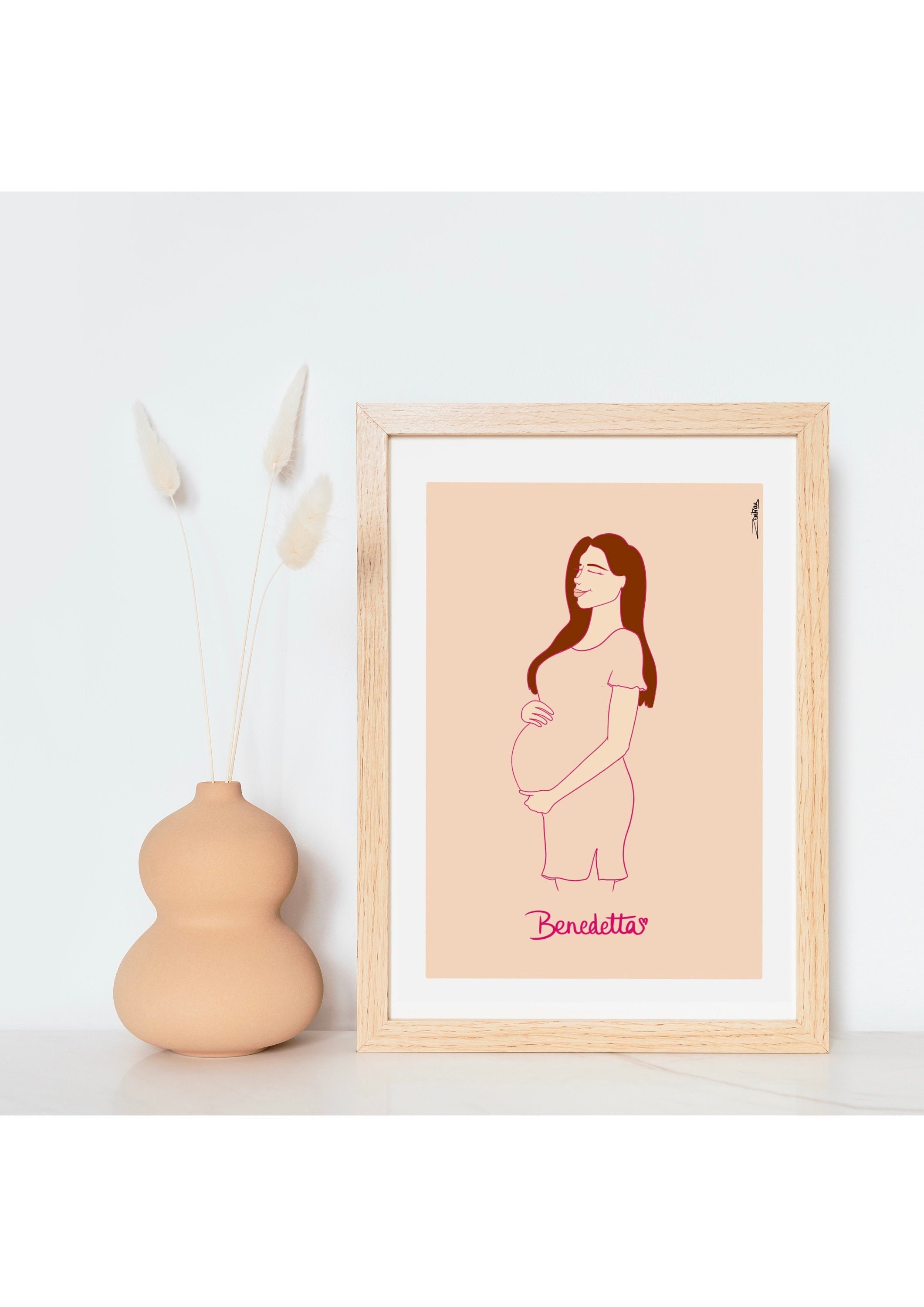 Illustration Femme Enceinte Grossesse Personnalisé